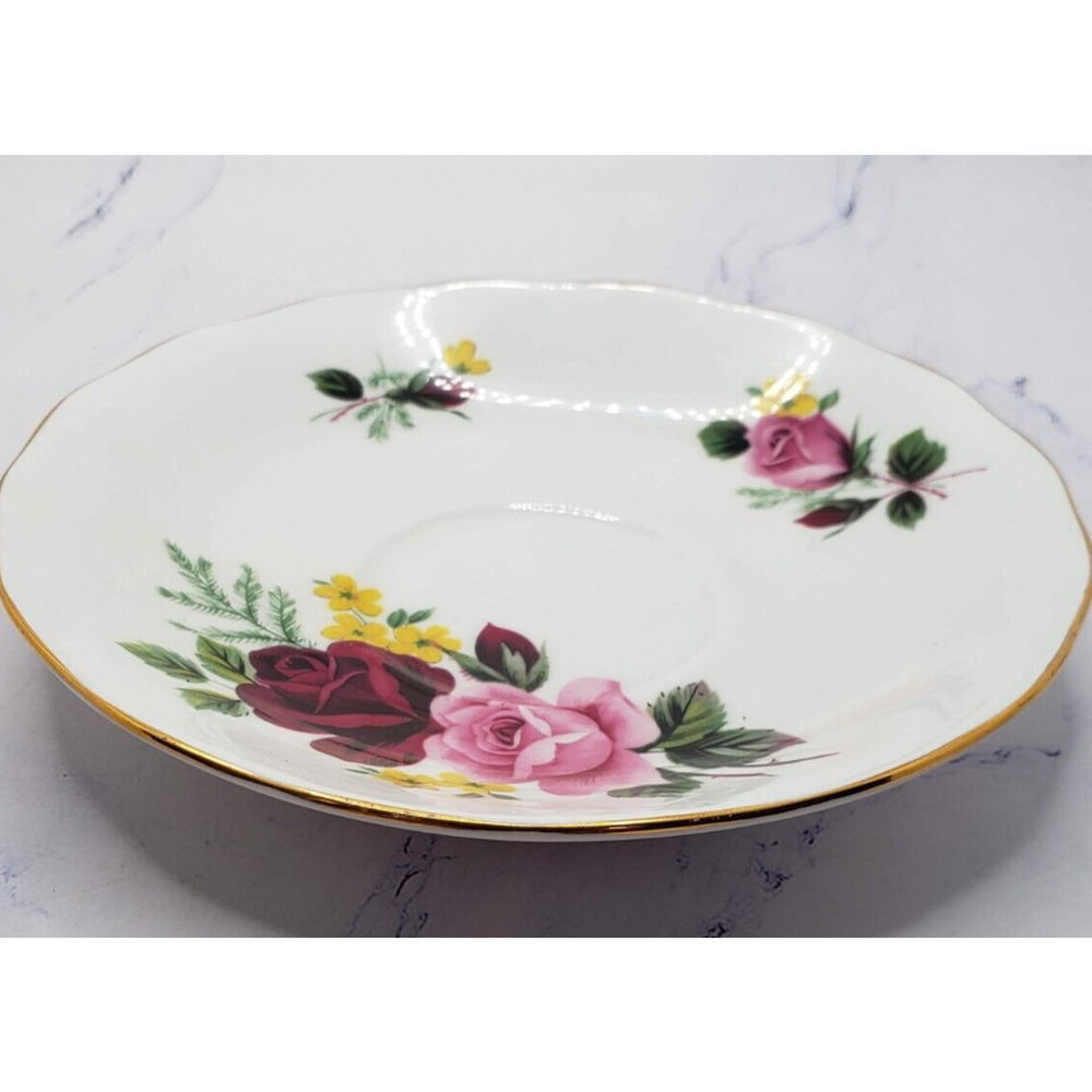 Tea Cup and Saucer Queen Anne Bone China Roses Pattern - Picture 6 of 14